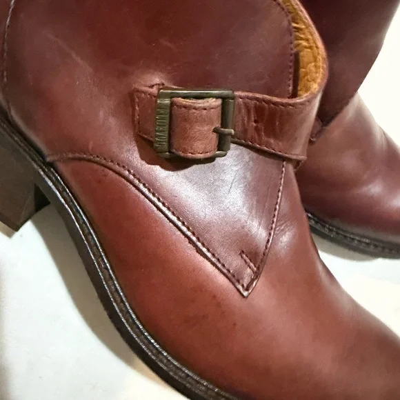 John Fluevog SHANA burgundy Leather Monk Strap Western Ankle Boot Sz US 10 UK 8 - Picture 15 of 16